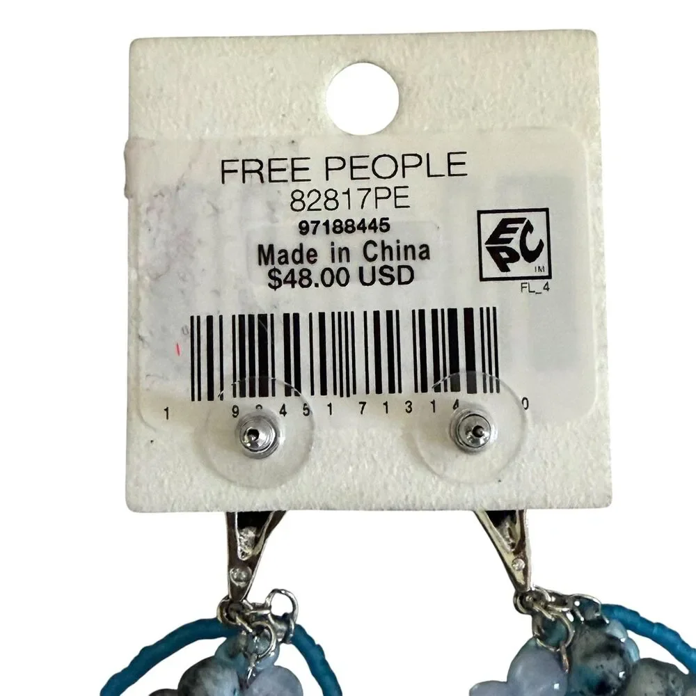 Free People Reese Mixed Sky Blue Dangle Beaded Earrings NWT